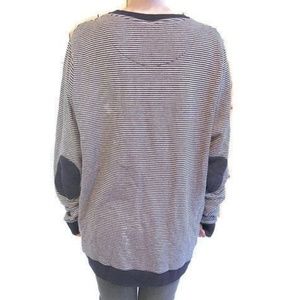 Men's Striped Crew Neck Pullover w/ Elbow Patches